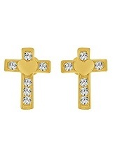 good-looking small heart design cross earrings for babies and kids